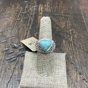 Barse Plumeria Ring- Turquoise- Silver- 8- NWT
